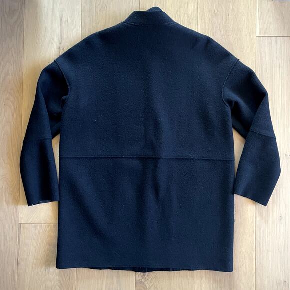 COS Boiled Wool Black Cocoon Cardigan Zip Coat - Size 6 - Picture 2 of 6